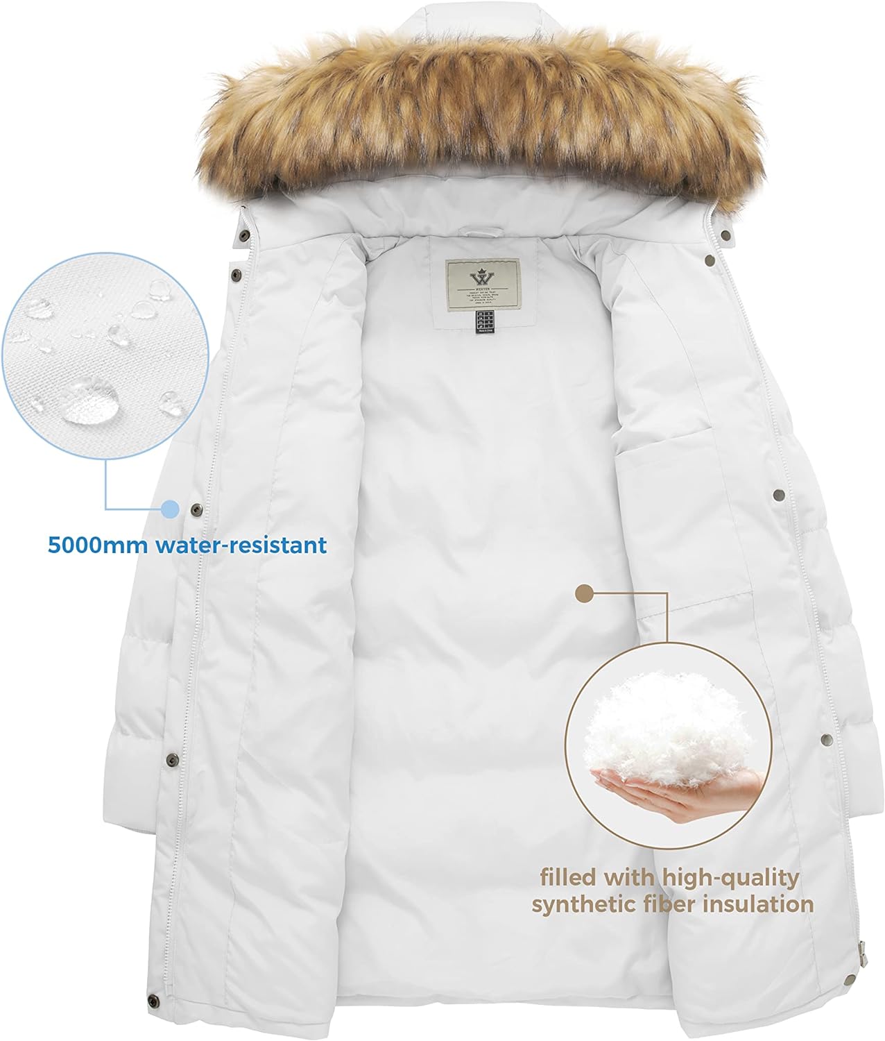 WenVen Women's Winter Thicken Puffer Coat Warm Jacket with Faux Fur Removable Hood