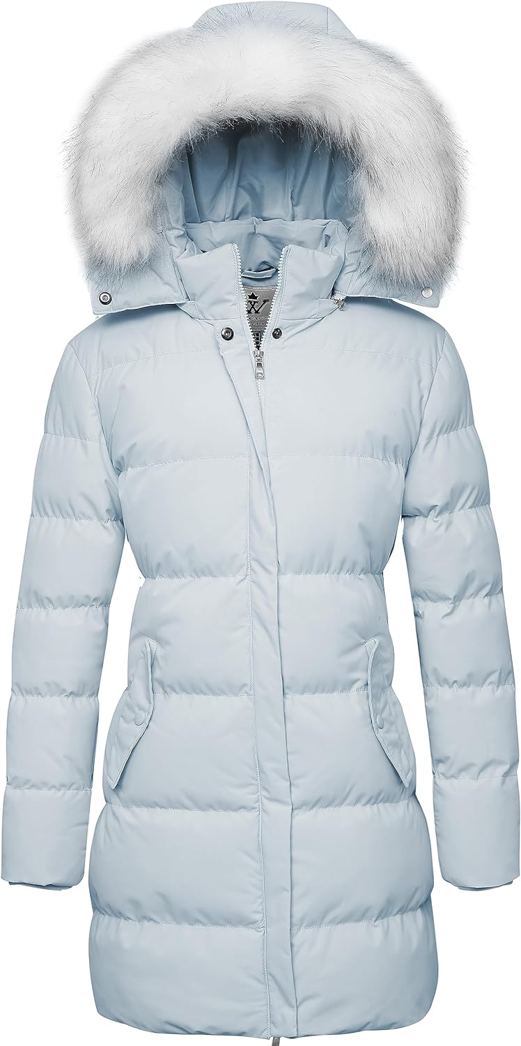 WenVen Women's Winter Thicken Puffer Coat Warm Jacket with Faux Fur Removable Hood