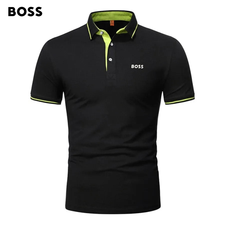 Men's Patchwork Printed Short Sleeve POLO T-Shirt