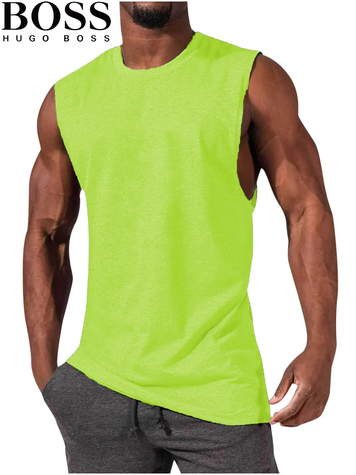 Men's T-Shirt Muscle Man Athletic Rambler Solid Color Top Sleeveless T-Shirt