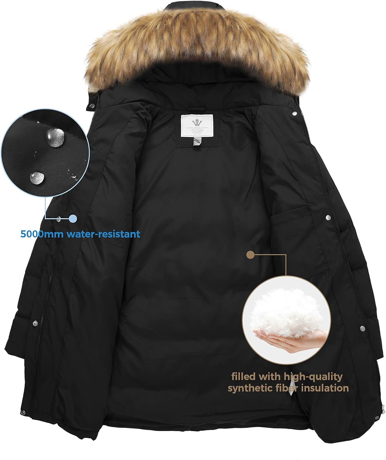 WenVen Women's Winter Thicken Puffer Coat Warm Jacket with Faux Fur Removable Hood