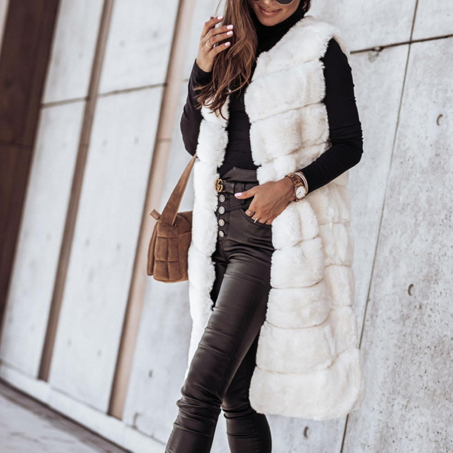 COTECRAM Womens Fuzzy Sherpa Fleece Jacket Lightweight Vest Casual Cozy Sleeveless Cardigan Coats Zipper Waistcoat Outerwear