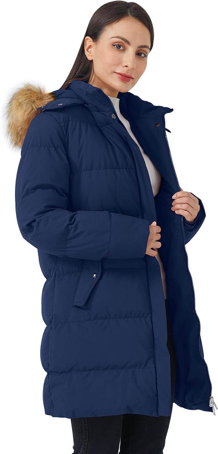 WenVen Women's Winter Thicken Puffer Coat Warm Jacket with Faux Fur Removable Hood