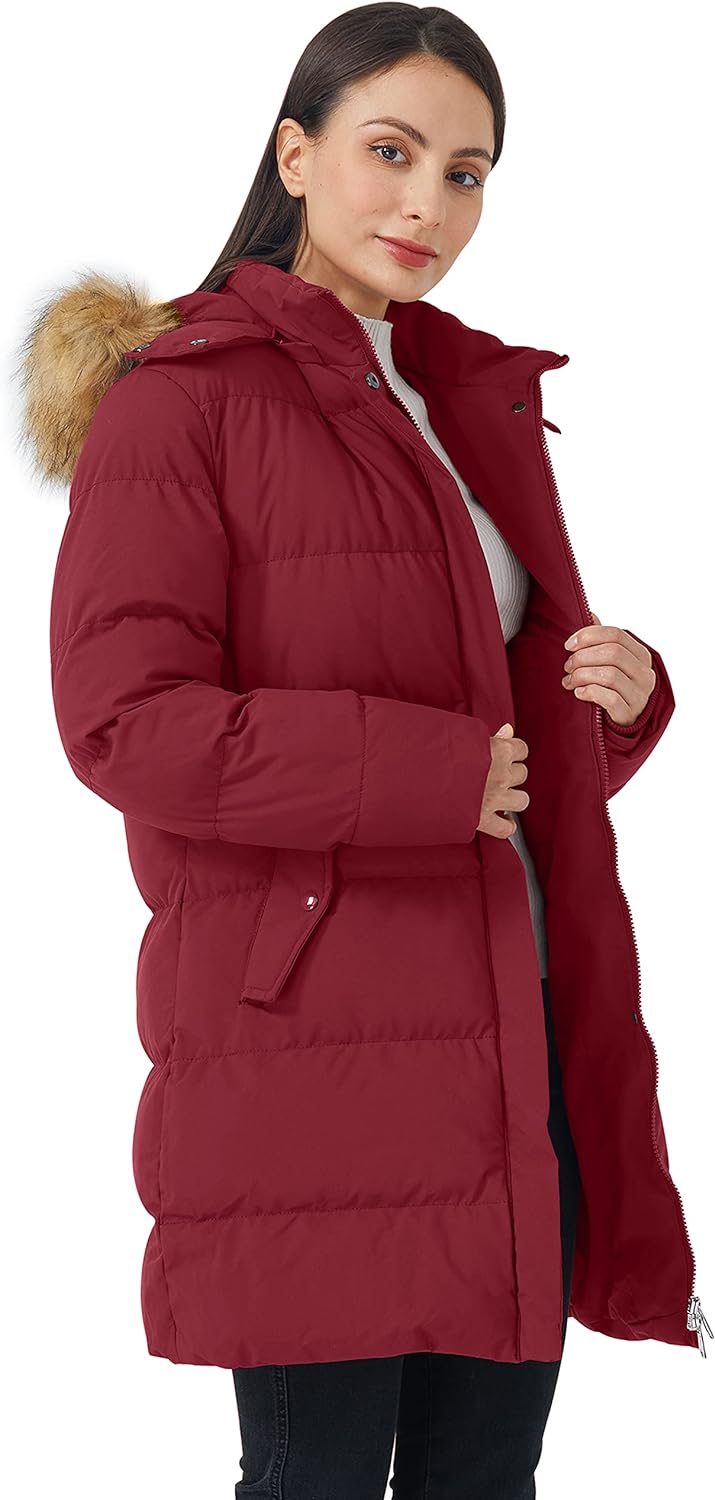 WenVen Women's Winter Thicken Puffer Coat Warm Jacket with Faux Fur Removable Hood
