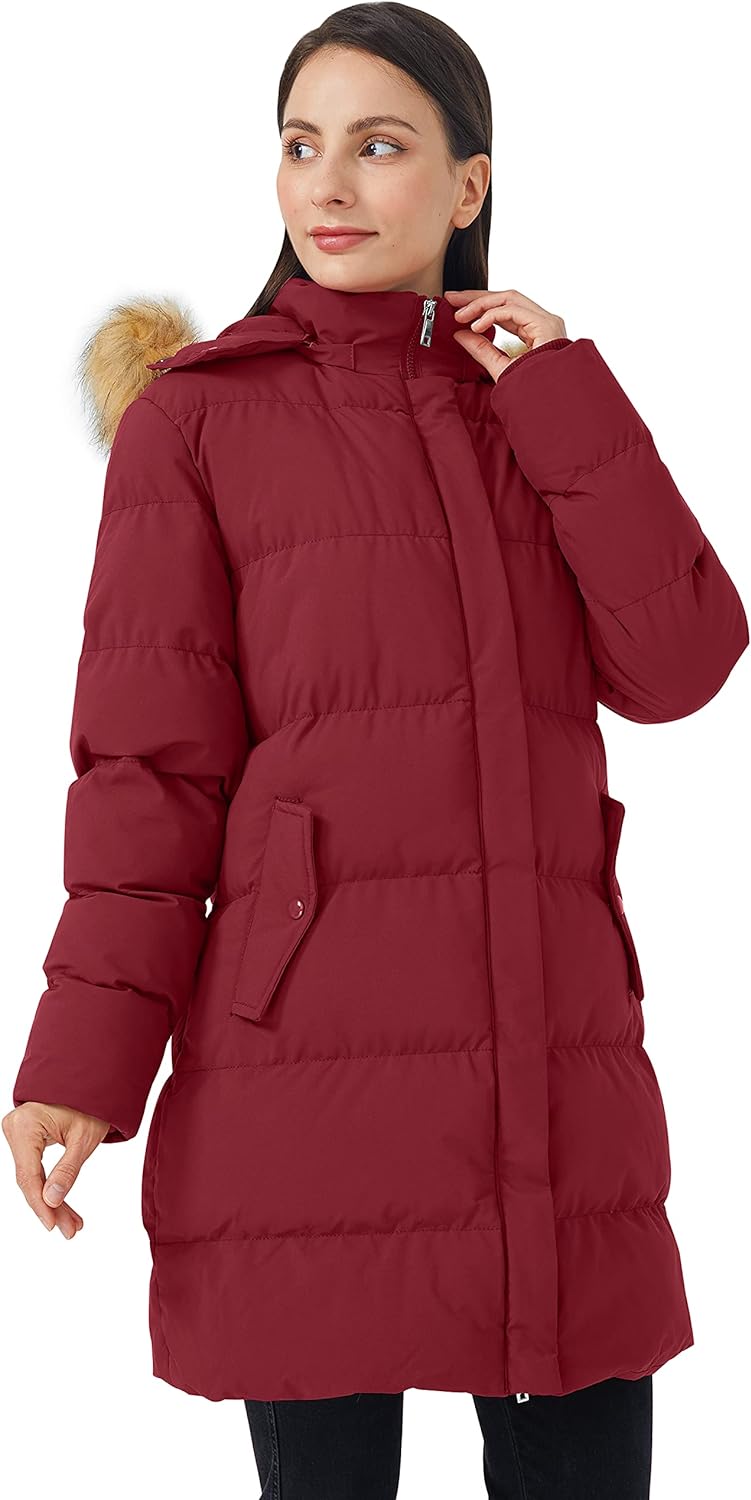 WenVen Women's Winter Thicken Puffer Coat Warm Jacket with Faux Fur Removable Hood