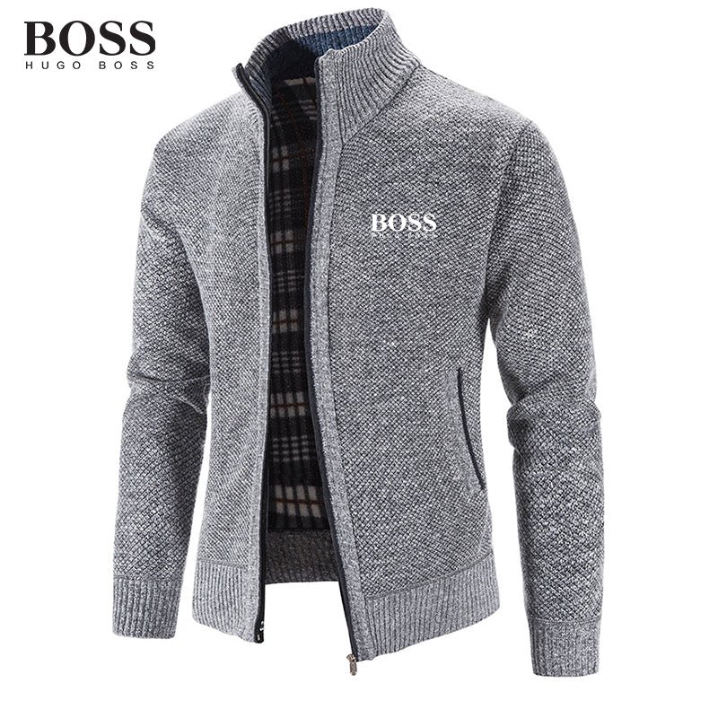 Men Band Collar External Trench Coat