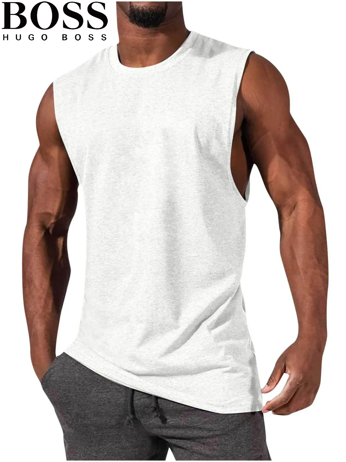 Men's T-Shirt Muscle Man Athletic Rambler Solid Color Top Sleeveless T-Shirt
