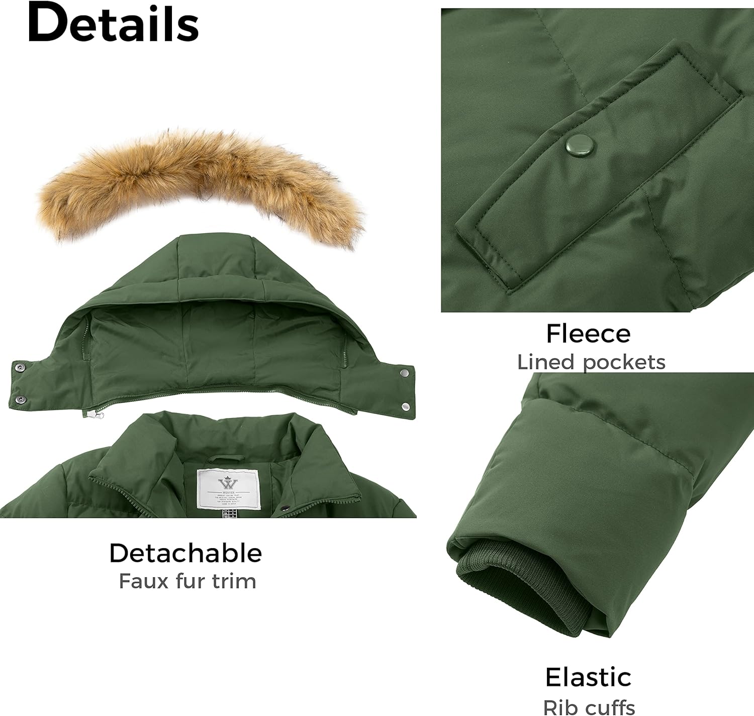 WenVen Women's Winter Thicken Puffer Coat Warm Jacket with Faux Fur Removable Hood