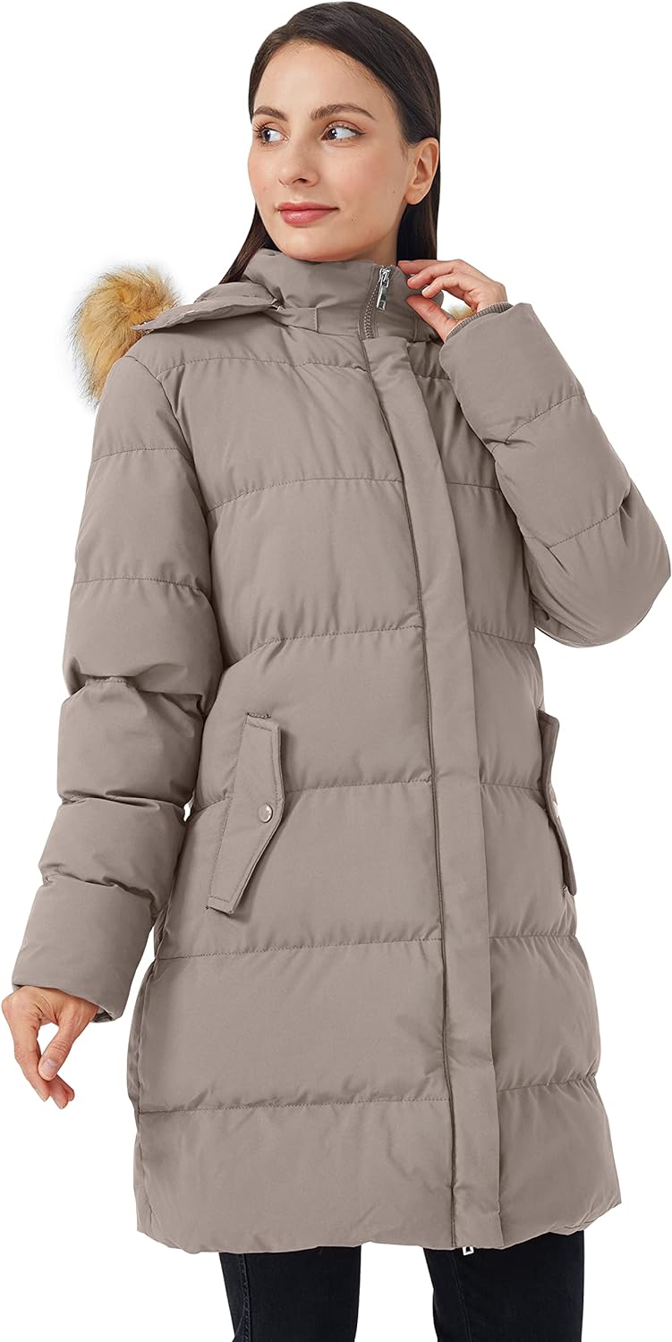WenVen Women's Winter Thicken Puffer Coat Warm Jacket with Faux Fur Removable Hood
