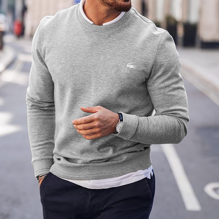 Men's solid color pullover sweater tops