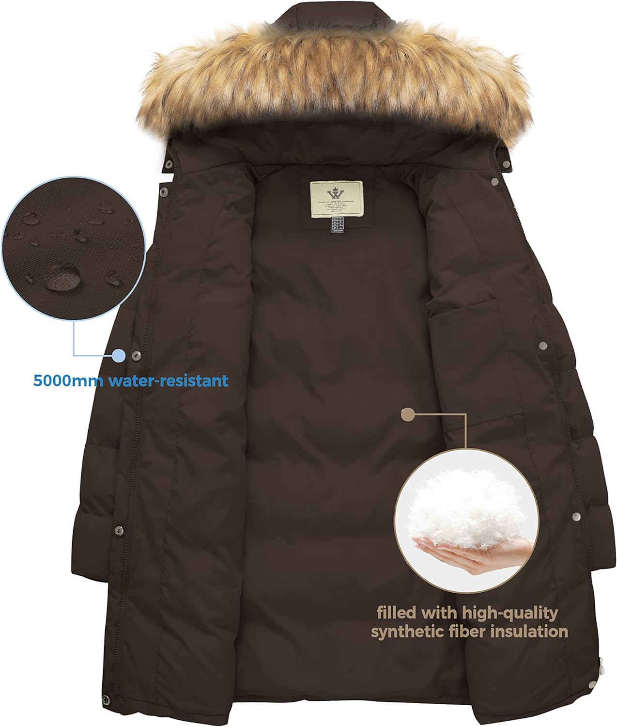 WenVen Women's Winter Thicken Puffer Coat Warm Jacket with Faux Fur Removable Hood