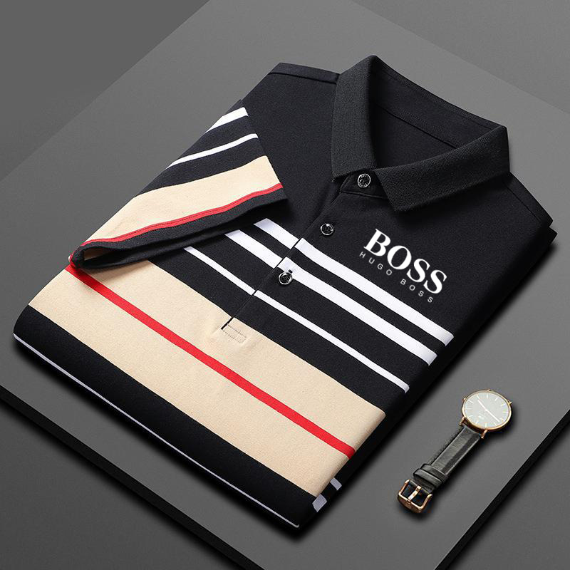 Men's high-end striped cotton T-shirt