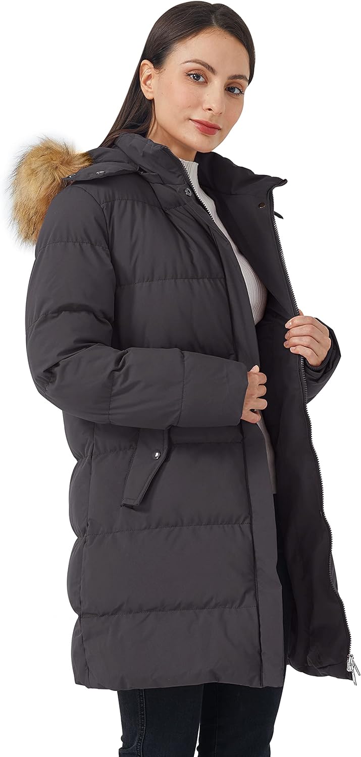 WenVen Women's Winter Thicken Puffer Coat Warm Jacket with Faux Fur Removable Hood