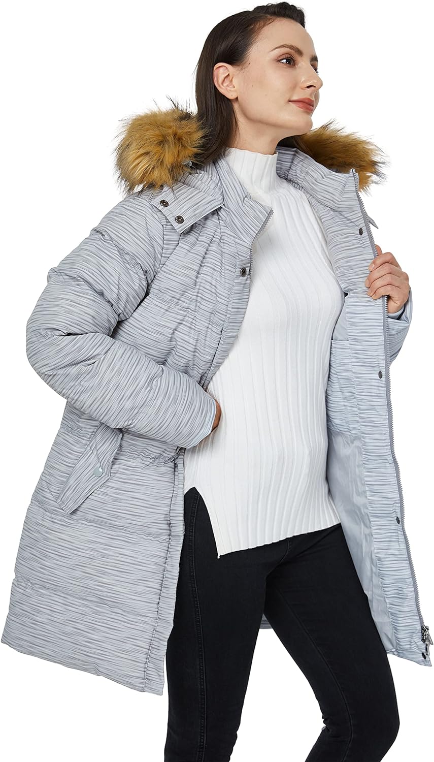 WenVen Women's Winter Thicken Puffer Coat Warm Jacket with Faux Fur Removable Hood