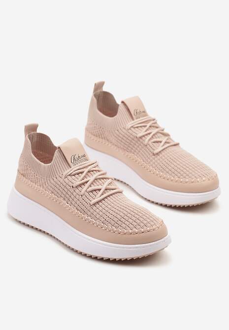 Różowe Buty Sportowe Sneakersy z Siateczkową Cholewką Helazia