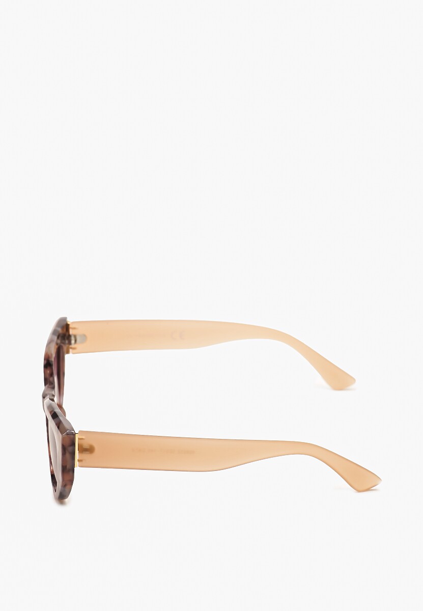 Ciemnobeżowe Designerskie Okulary Przeciwsłoneczne z Filtrem UV z Lekkiego Tworzywa Quesdia