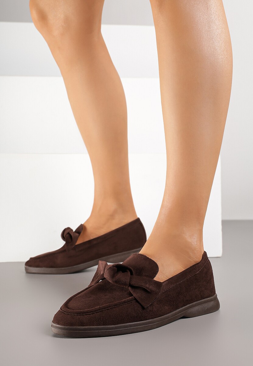 Brązowe Mokasyny z Aplikacją Kokardek Tulavira