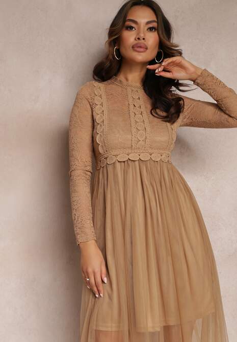 Ciemnobeżowa Sukienka Aeznessa