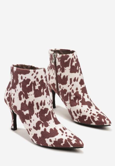 Brązowe Botki w Krowie Łaty na Szpilce w Klasycznym Stylu Latanela