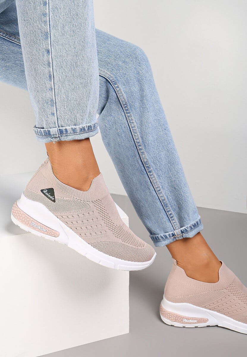 Beżowe Buty Sportowe Amathane