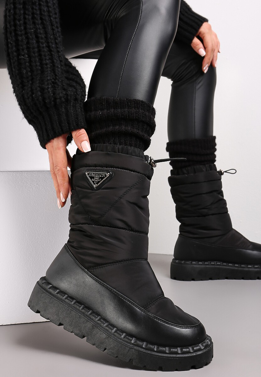 Zielone Pikowane Śniegowce ze Ściągaczem na Krawędzi Hasmenna