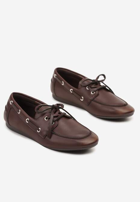 Brązowe Mokasyny z Ozdobnym Wiązaniem Lanrive