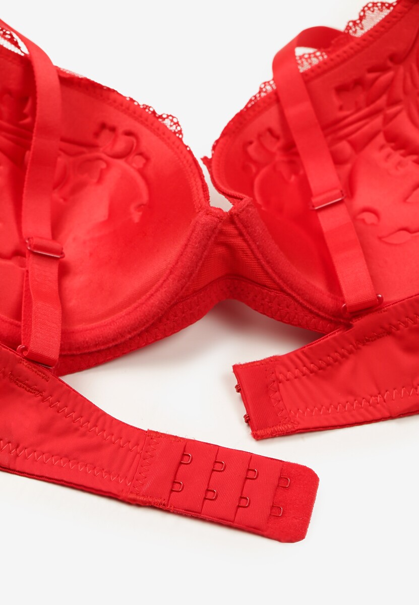 Czerwony Biustonosz z Koronką i Kokardką Amirio