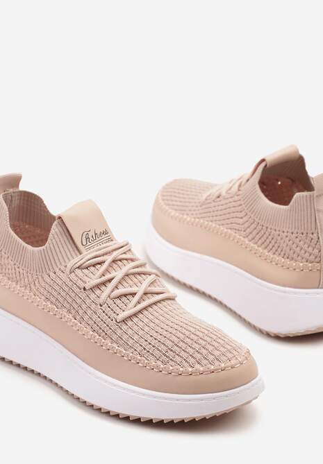 Różowe Buty Sportowe Sneakersy z Siateczkową Cholewką Helazia