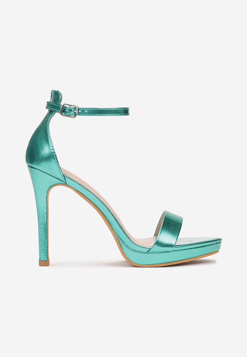 Zielone Eleganckie Sandały na Szpilce z Okrągłym Noskiem Yemaria
