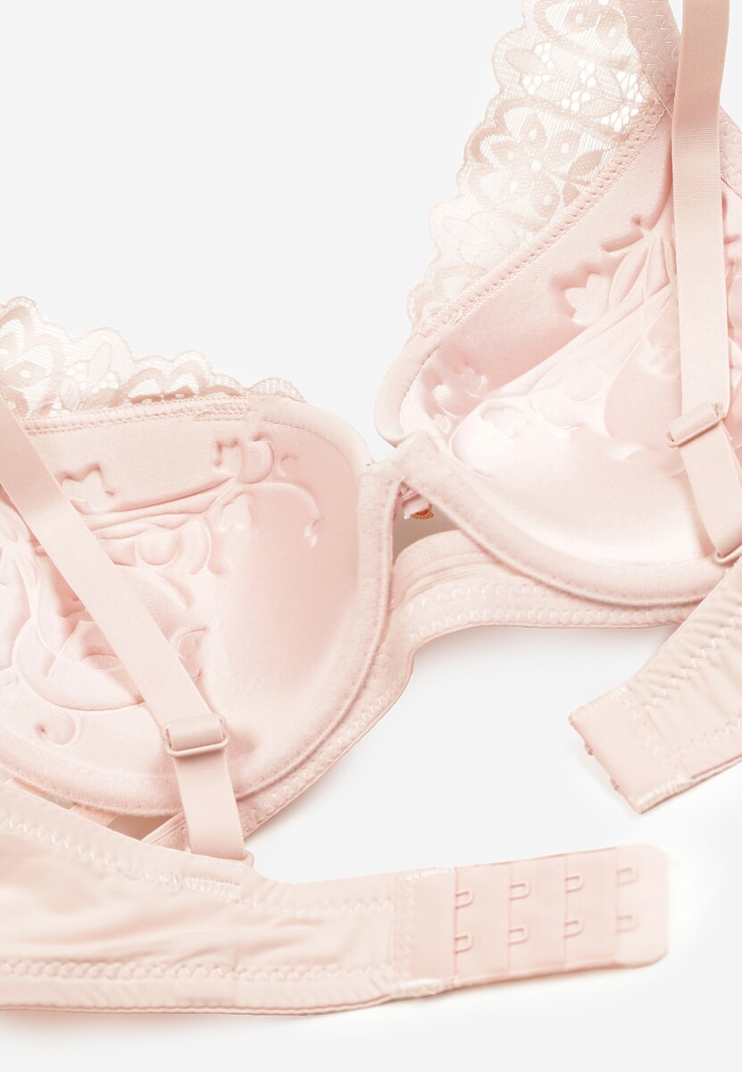 Ciemnoróżowy Koronkowy Biustonosz z Regulowanymi Ramiączkami Carnena