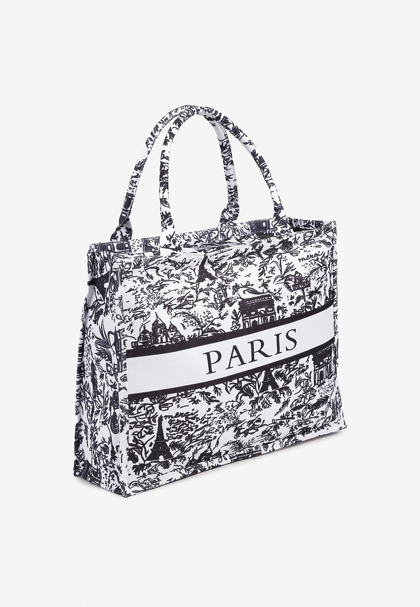 Czarna Torebka Shopperka z Napisem Naenne