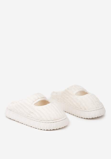 Białe Kapcie Pluszowe z Wycięciem na Nosku Tamiviela