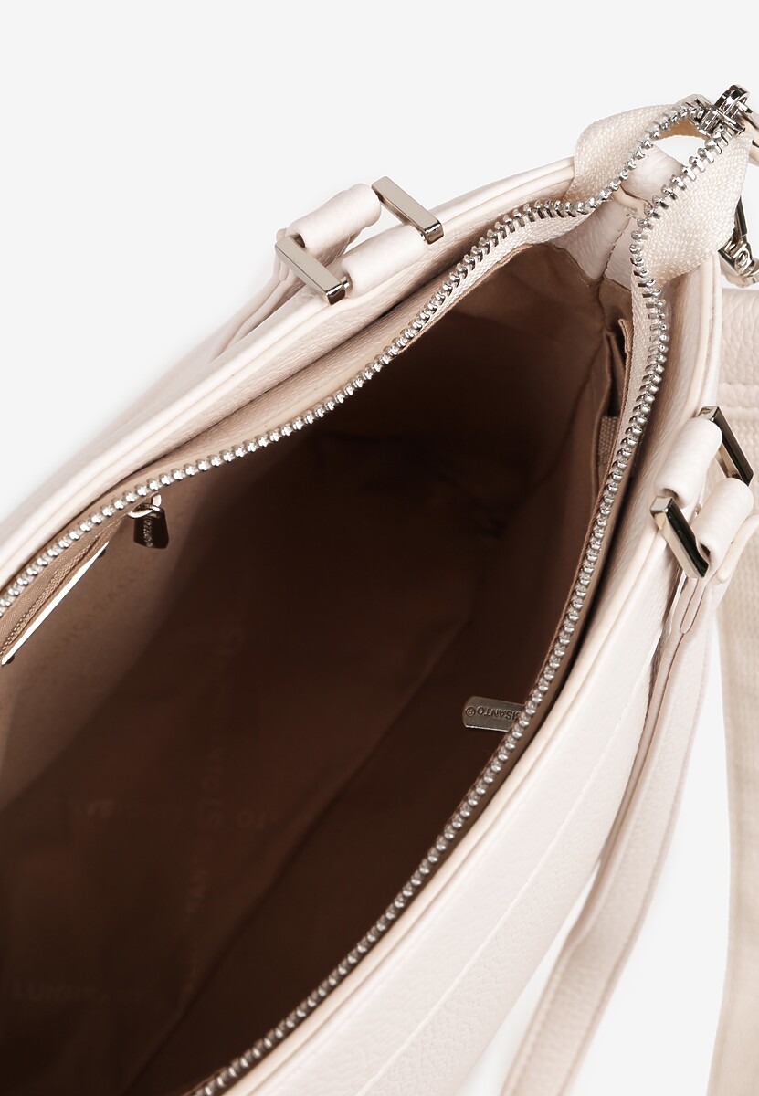 Jasnobeżowa Torebka Ozdobiona Metalicznym Napisem Nilomena