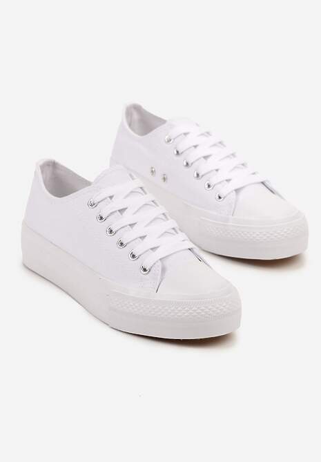 Białe Trampki Vices na Platformie z Niską Cholewką Tiloria