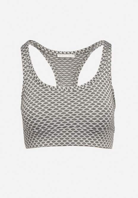 Biały Elastyczny Top Biustonosz w Sportowym Stylu Refettia