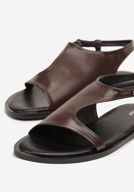 Brązowe Asymetryczne Sandały Vices ze Sprzączką Merilda