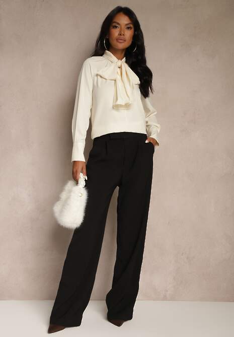 Beżowa Bluzka Vices Ozdobiona Kokardą Overile