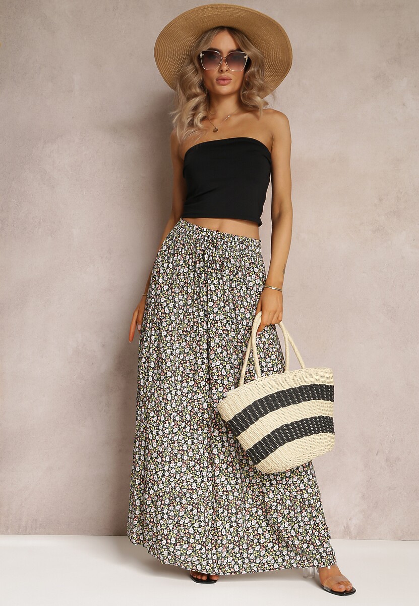 Różowa Rozkloszowana Spódnica Maxi w Kwiaty Dethuj