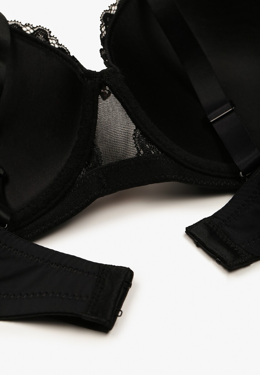 Czarny Koronkowy Biustonosz z Metaliczną Aplikacją Dorzedi