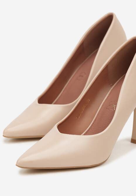 Beżowe Szpilki Vices o Klasycznym Fasonie z Wkładką ze Skóry Naturalnej Fridda
