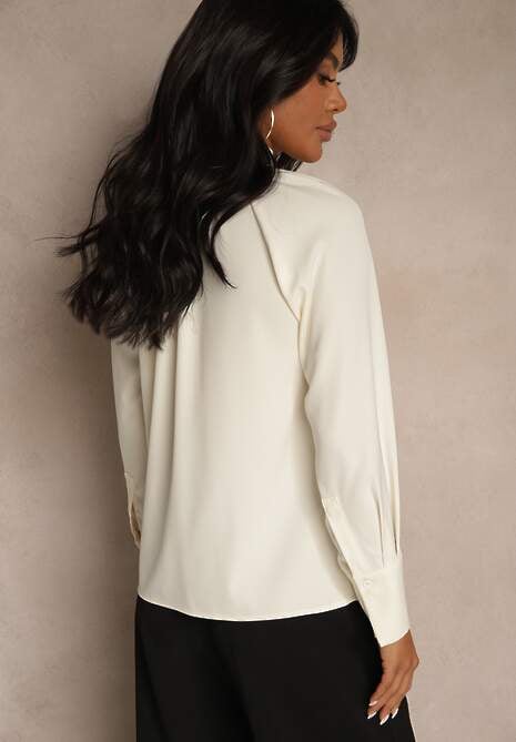 Beżowa Bluzka Vices Ozdobiona Kokardą Overile