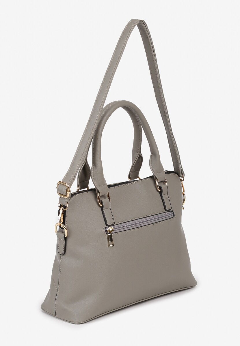 Szara Trapezowa Torebka na Ramię z Regulowanym Paskiem Moonxena