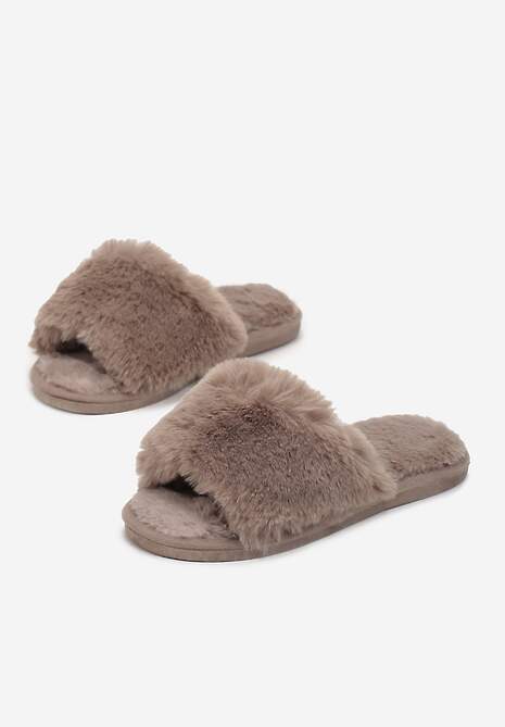 Brązowe Kapcie z Futerkiem Para