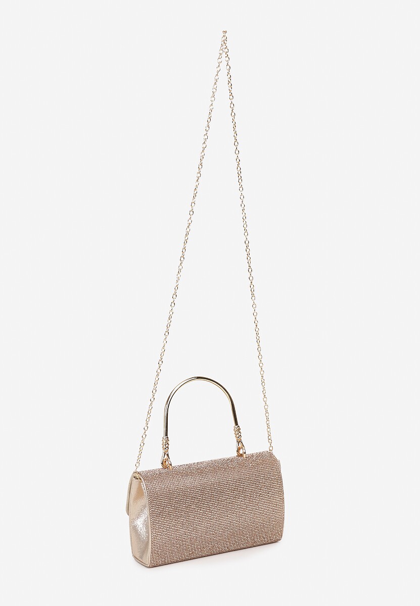 Złota Mała Torebka z Rączką i Łańcuszkiem na Magnes z Cyrkoniami Fanatia