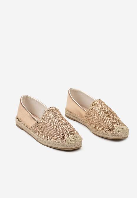 Szampańskie Płaskie Espadryle z Ekozamszu Ozdobione Jutą Lemiala