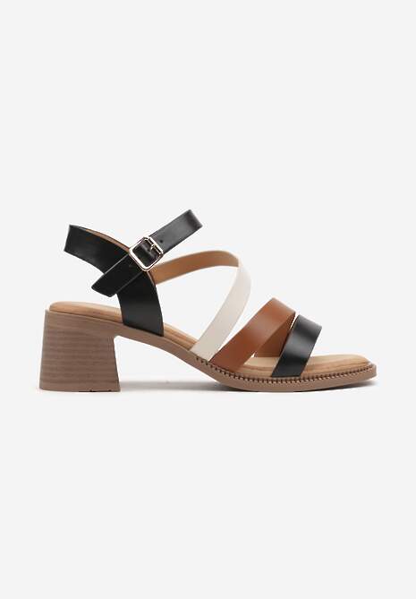 Czarne Casualowe Sandały na Słupku Ellederima