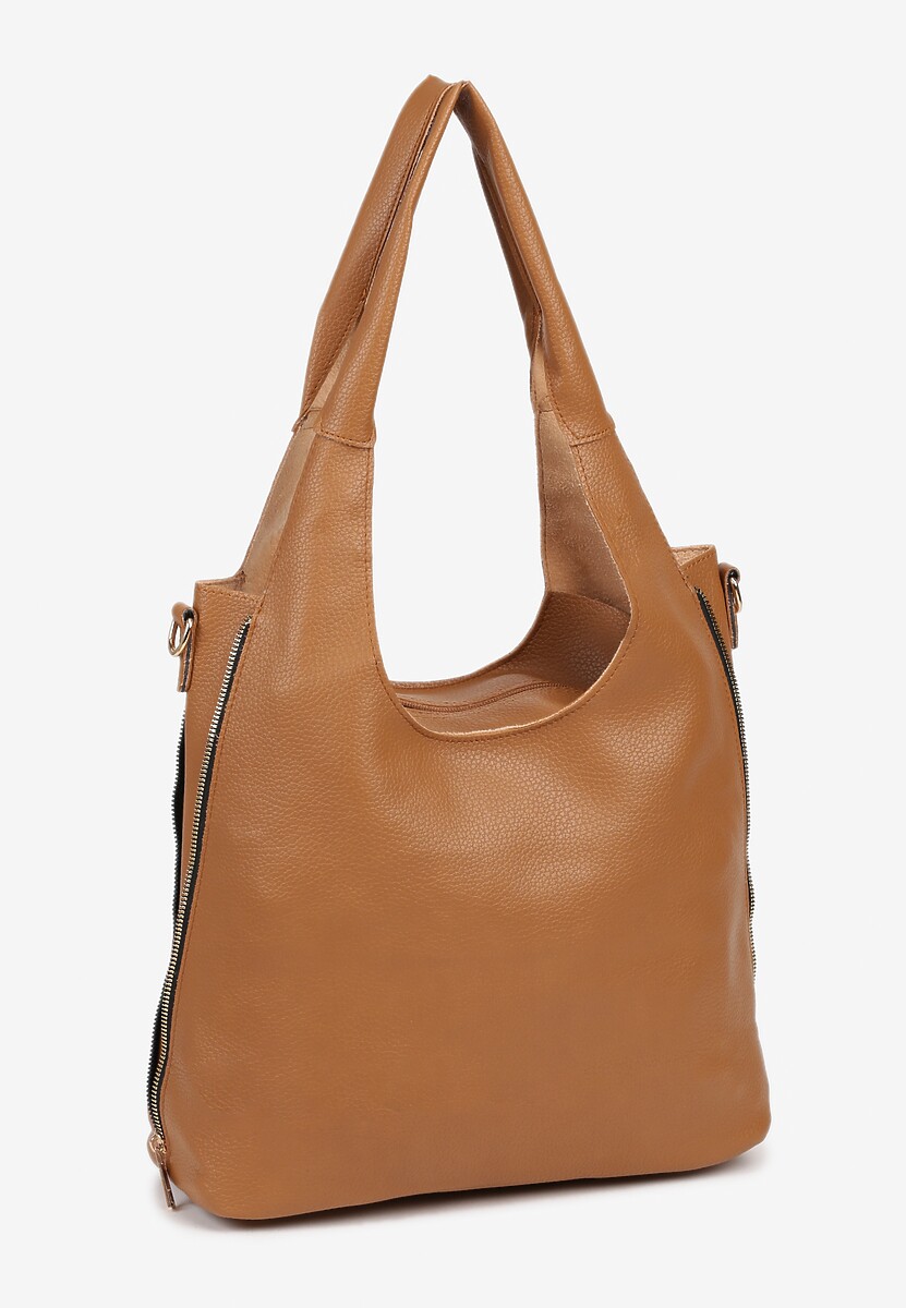 Jasnobrązowa Torebka Shopperka z Dodatkową Saszetką Fesanesa