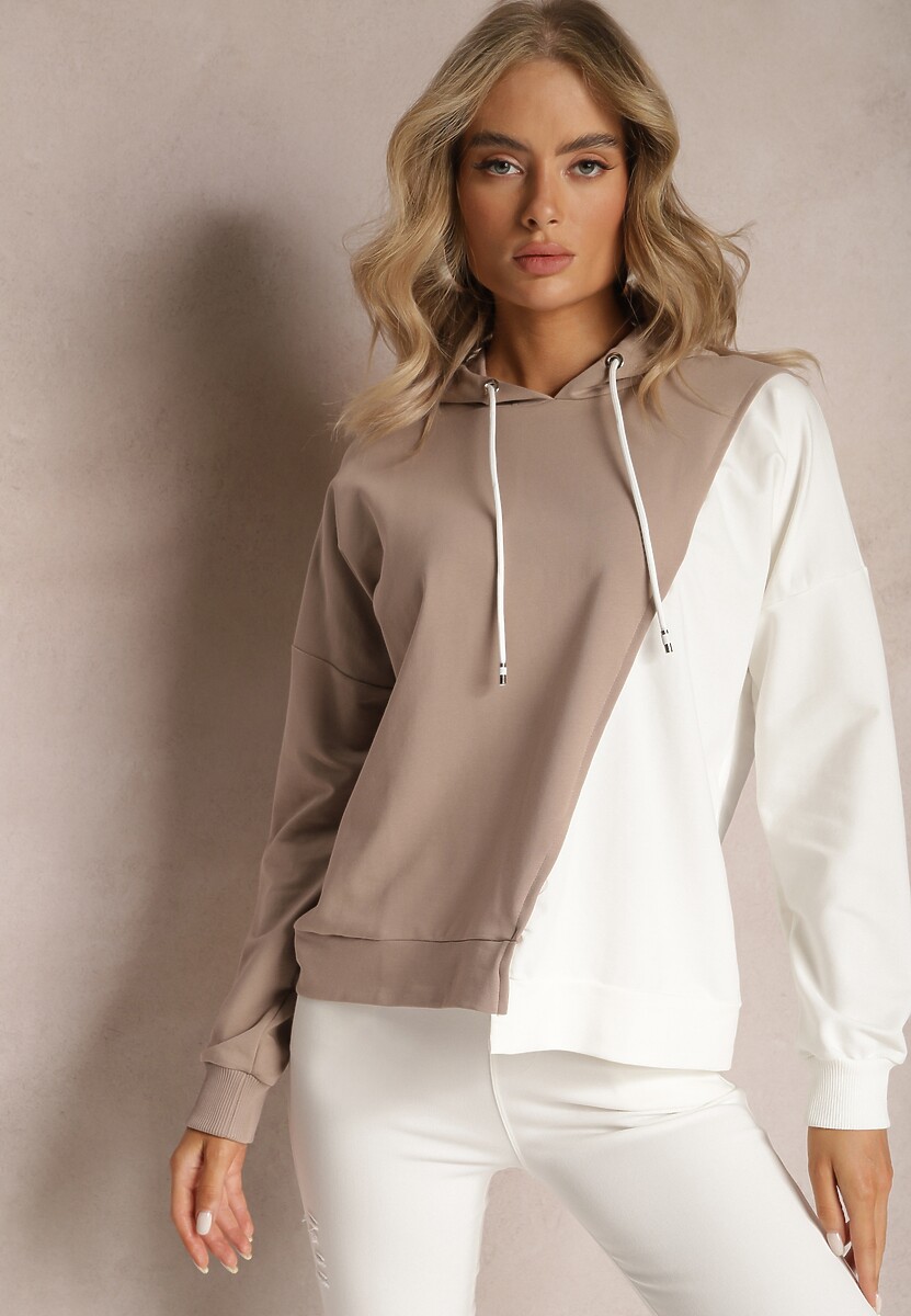 Brązowa Bawełniana Bluza z Kapturem i Ściągaczami Ardente