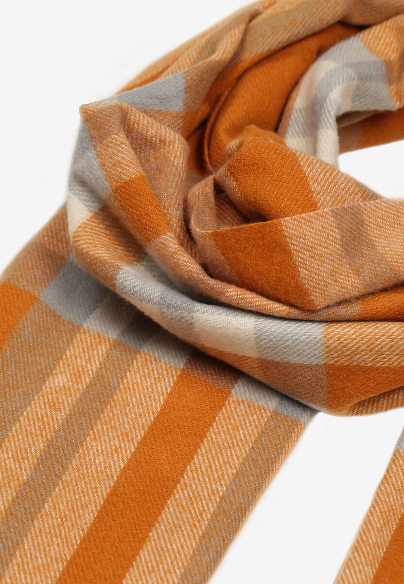 Pomarańczowy Casualowy Szalik Ozdobiony Paskami Atintovia