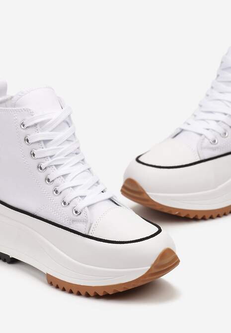Białe Trampki za Kostkę na Wysokiej Platformie Julieyati